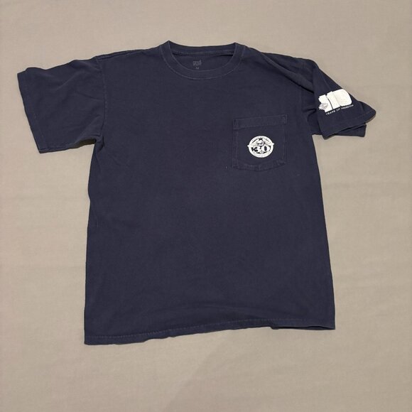 Harley Davidson T Shirt Medium Navy Blue Skull Pocket Y2K Biker Owners Group - Picture 1 of 6